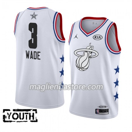 Maglia Miami Heat Dwyane Wade 3 2019 All-Star Jordan Brand Bianco Swingman - Bambino